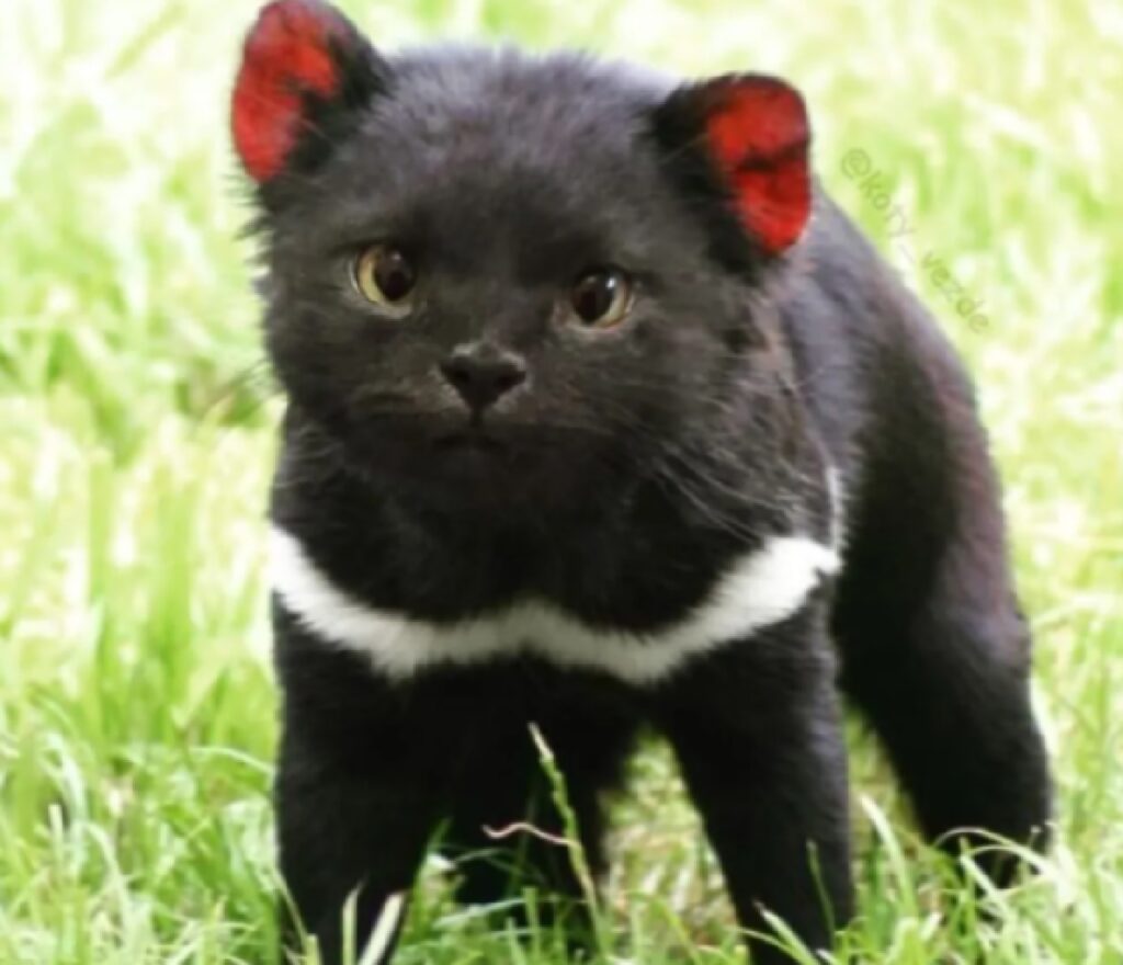 orsetto bianco nero volto gatto 