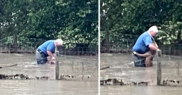 uomo entra in acqua