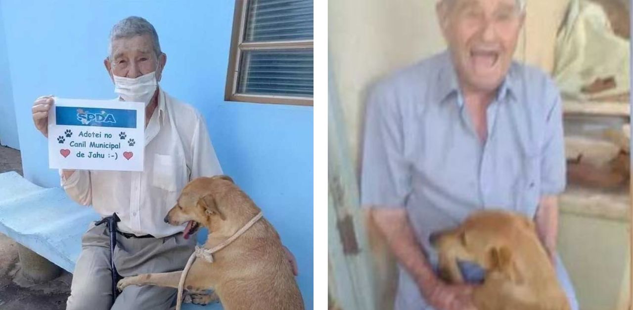 Un uomo di 90 anni è molto felice quando gli permettono di adottare un cane