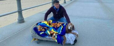 Ha realizzato un lettino mobile per far vedere il mare al suo cane anziano prima di morire