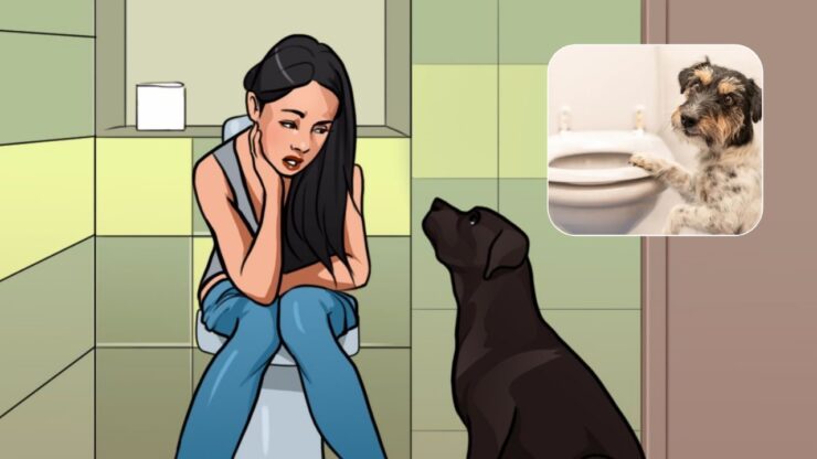 cane donna al bagno