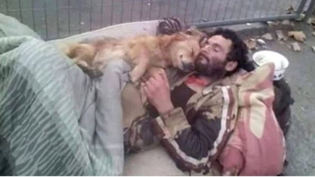 Un senzatetto ed il suo cucciolo