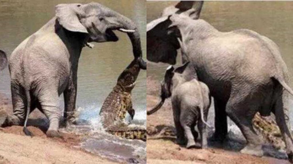 cucciolo di elefante salva la mamma