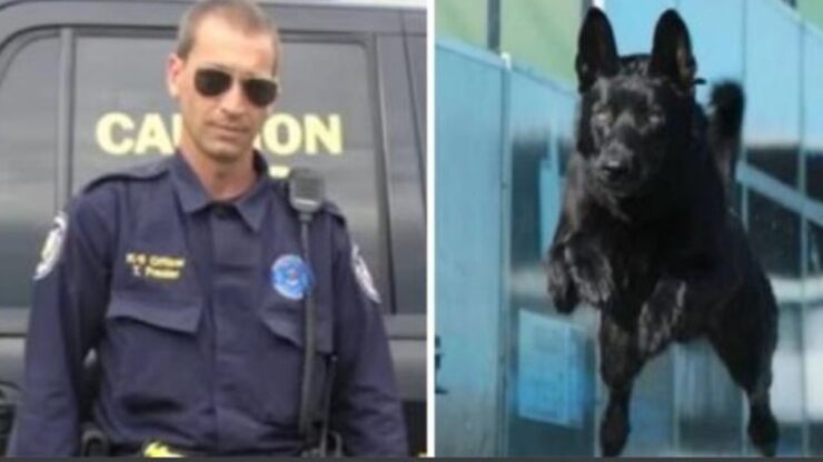 un poliziotto con un cane