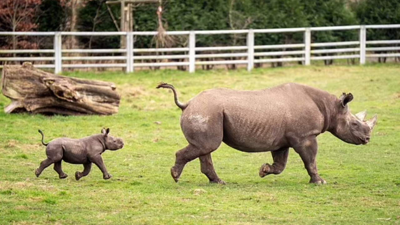 Rinoceronte nero: fiocco azzurro allo Yorkshire Wildlife Park